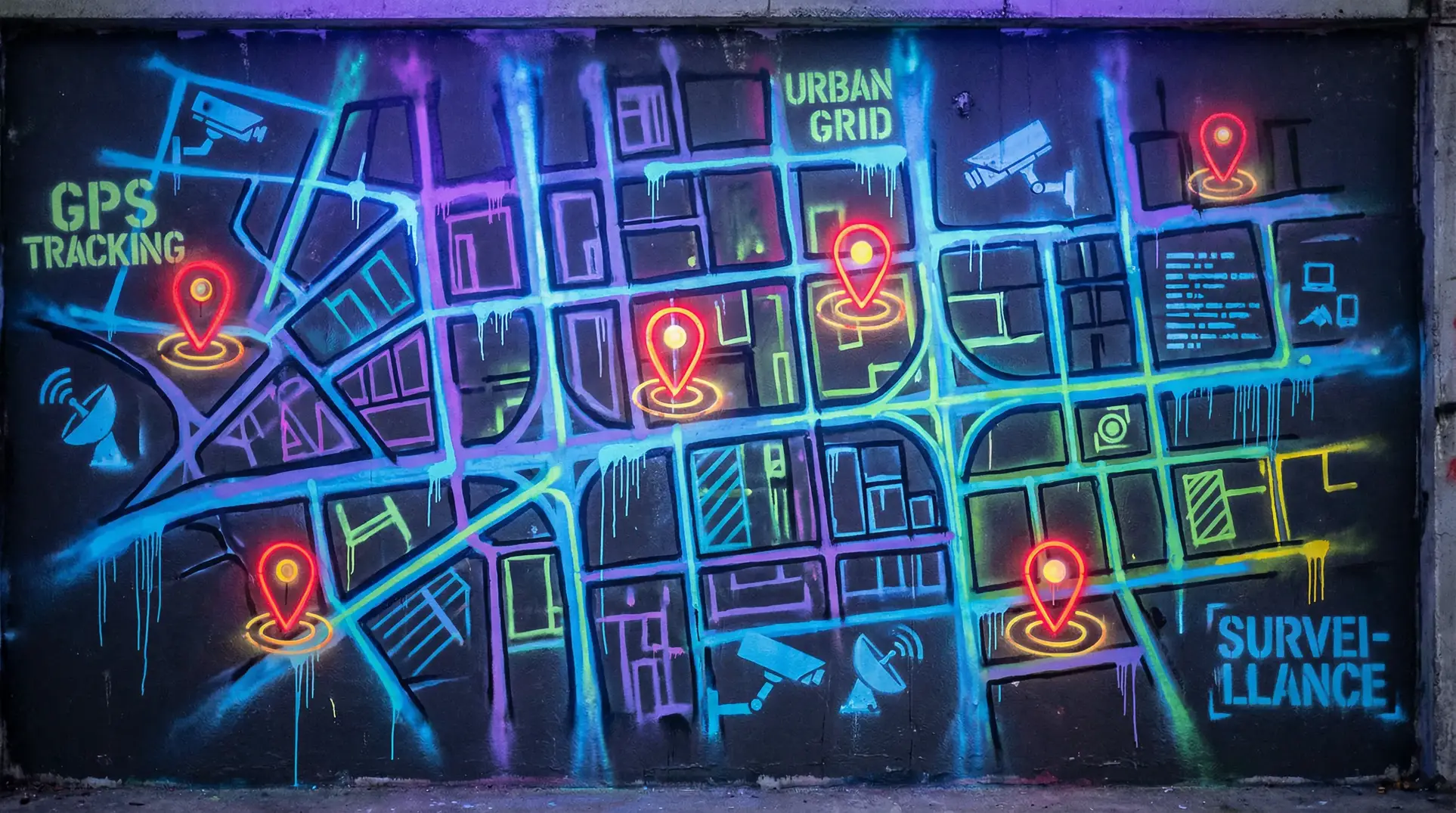 超体预告片 狗仔追踪地图 - 城市涂鸦风格
